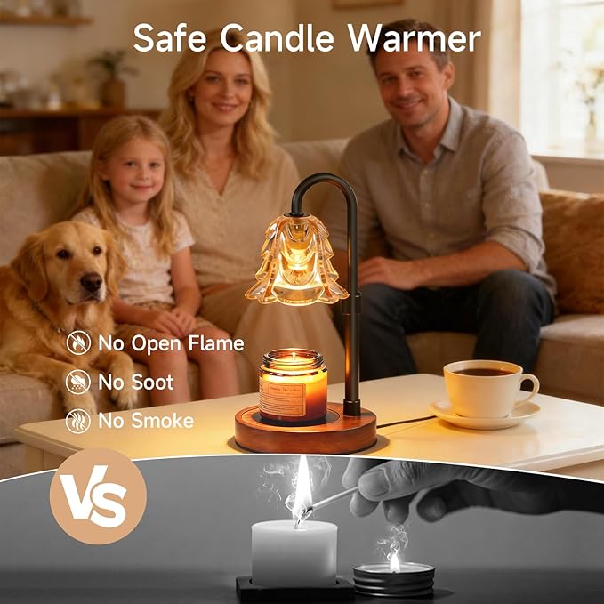 Candle Warmer Lamp Timer Dimmable, Adjustable Brightness&Timer, Smart Candle Melter, Safe&Fast Wax Warmer for Bedroom, Gifts