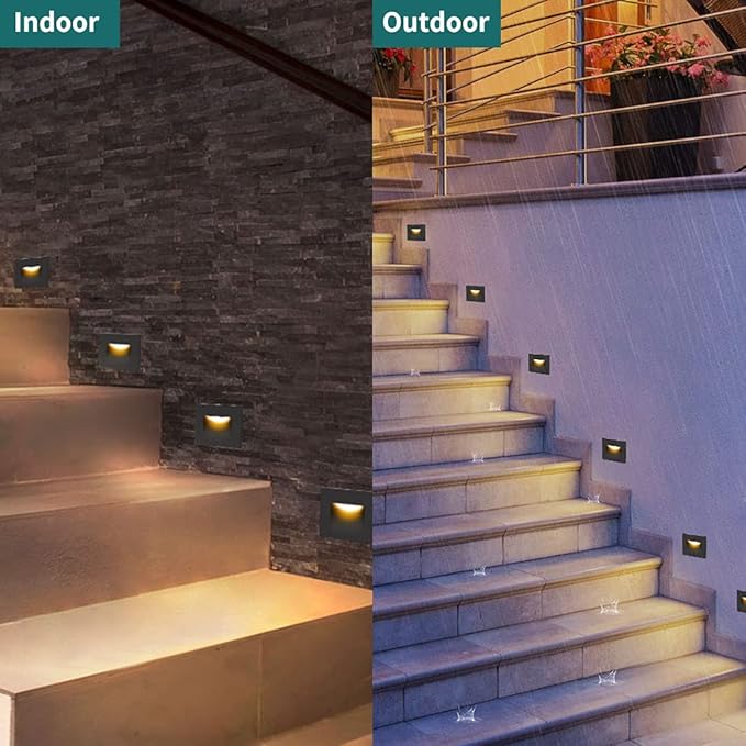 kadision 120V Dimmable LED Step Lights, 3000K/4000K/5000K Selectable, 3.5W 175lm Indoor Outdoor Stair Lights, Aluminum ORB Finish, 12 Pack