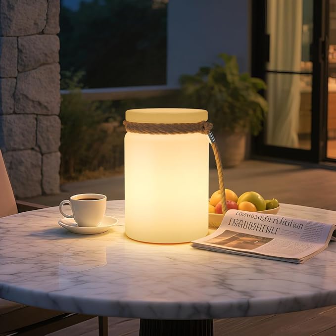 uuffoo 2 Pcs LED Lantern Cordless Table Lamp IP44 Shower Safe with Remote, 8-10H Battery Life RGB Warm White Dimmable for Indoor Outdoor Patio Camping Home