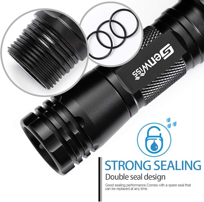 Scuba Diving Flashlight Dive Torch 2000 Lumen Waterproof Underwater XM-L2 LED Submarine Lights Holder with Charger for Under Water Deep Sea Cave at Night