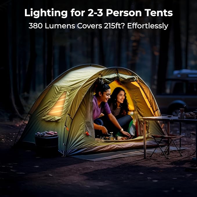 BougeRV Movable Area Light, Rechargeable Camping Lantern, 3200mAh Portable Camping Light, IP65 Waterproof, Camp Lamp for Tent, Power Outages, Emergency, Outdoor(Black)