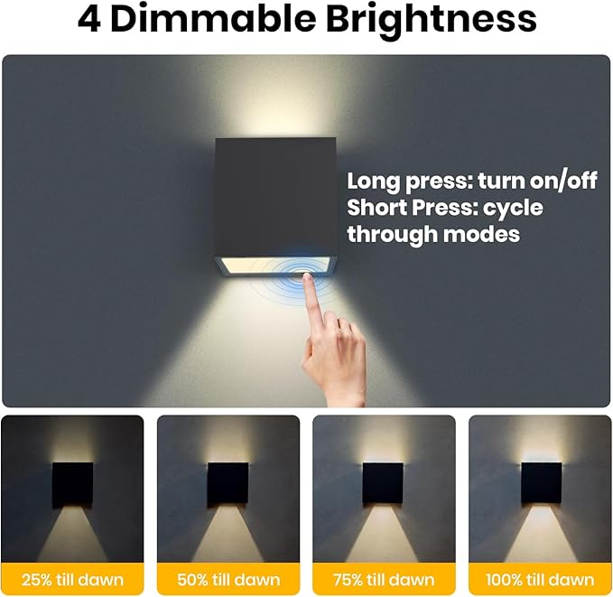 Solar Wall Lights, 4000K 700LM Up and Down Solar Lights Outdoor Waterproof, Super Brightness Cube Design LED Solars Outdoor Light Decorative for Porch Patio Yard Fence, 1pcs
