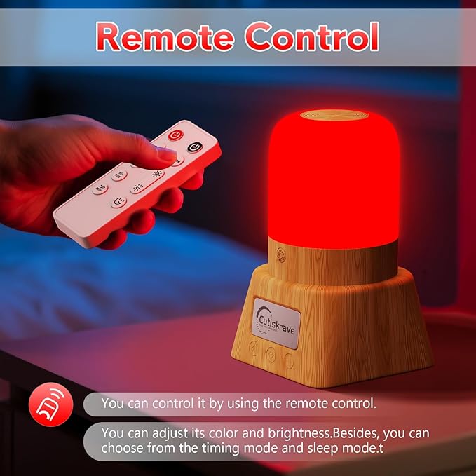 Red Light Night Light Lamp for Sleep,Red Nightlight Desk Lamp with 670nm Wavelength,Touch Remote Control Reds Light for Sleep Lamp Backed by Science,for Deep Relaxation Travel Meditation and Yoga