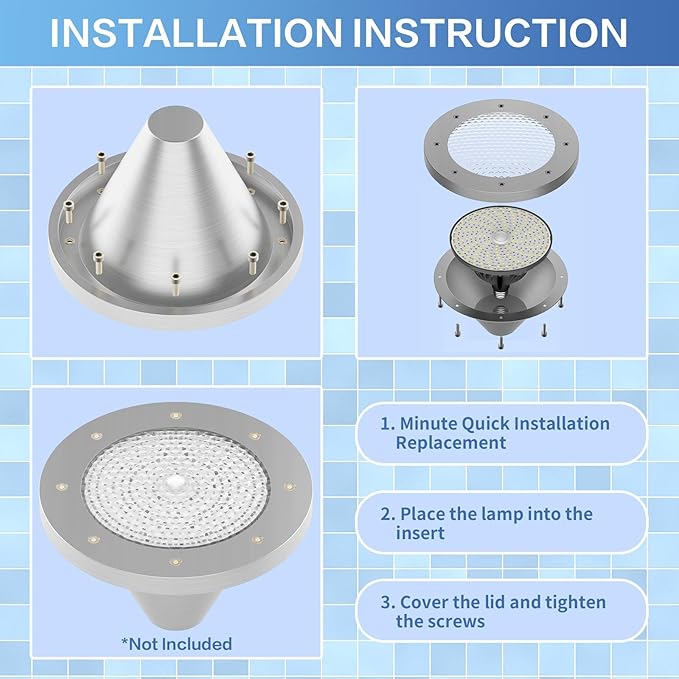 CEDIO Led Pool Lights for Inground Pool, 65W RGB Color Pool Lights Bulb with Remote Control, Pool Light Bulb for Inground Pool, E27 Replacement for Pool Light Fixture (Black)