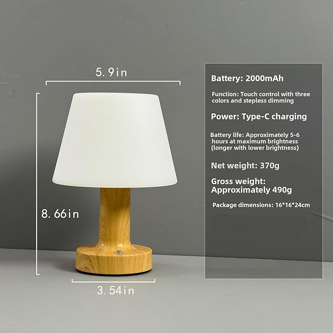 Shower Lamp Mushroom Lamp LED Table Lamp for Bedroom 3-Level Dimmable Rechargeable Desk Bedside Small Lamps Night Light for Bedroom, Living Room, Study and Home Offices Decor