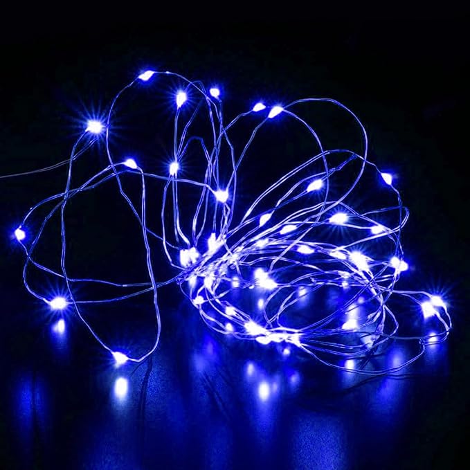 Aogist 4-Pack 16FT Fairy Lights with Spool,Ultra-Bright 50 LEDs Battery Operated Copper Wire String Light for Bedroom Christmas Wedding Centerpiece Parties Decoration,Blue