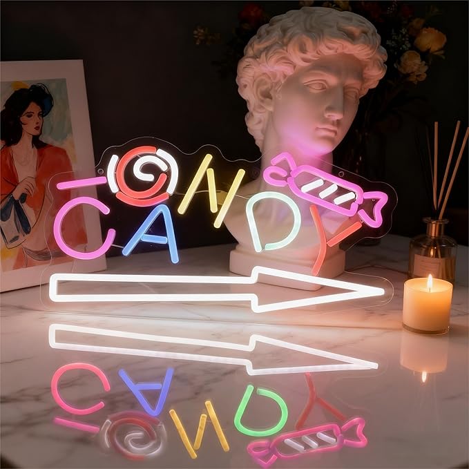 CANDY NEON SIGN - Vibrant LED Neon Light for Room Decor,
