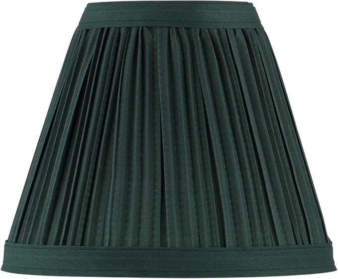 Aspen Creative 33123-2 Small Pleated Empire Shape Chandelier Clip-On Lamp Shade, Hunter Green, 3" Top x 6" Bottom x 5" Slant, 2 Pack