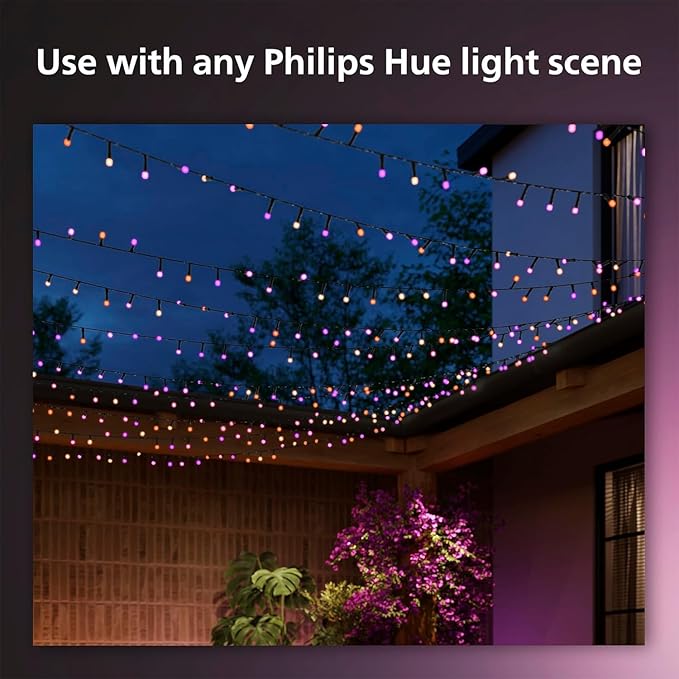 Philips Hue Indoor/Outdoor Holiday 130-Foot Festavia String Lights - 500 Mini Color Changing Smart LEDs - Weatherproof - Control with Hue App - Works with Alexa, Google Assistant and Apple HomeKit