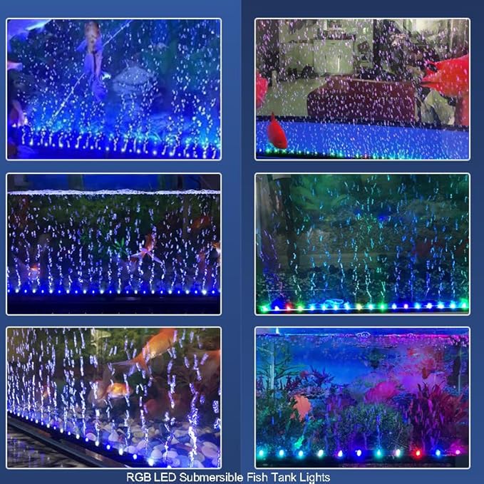 Submersible Aquarium Light,LED Aquarium Air Bubble Light,RGB Color Changing Brightness Adjustable Timing Waterproof Remote Control Fish Tank Light Bar,Aquarium Light Bubbler Wall,42.5inch