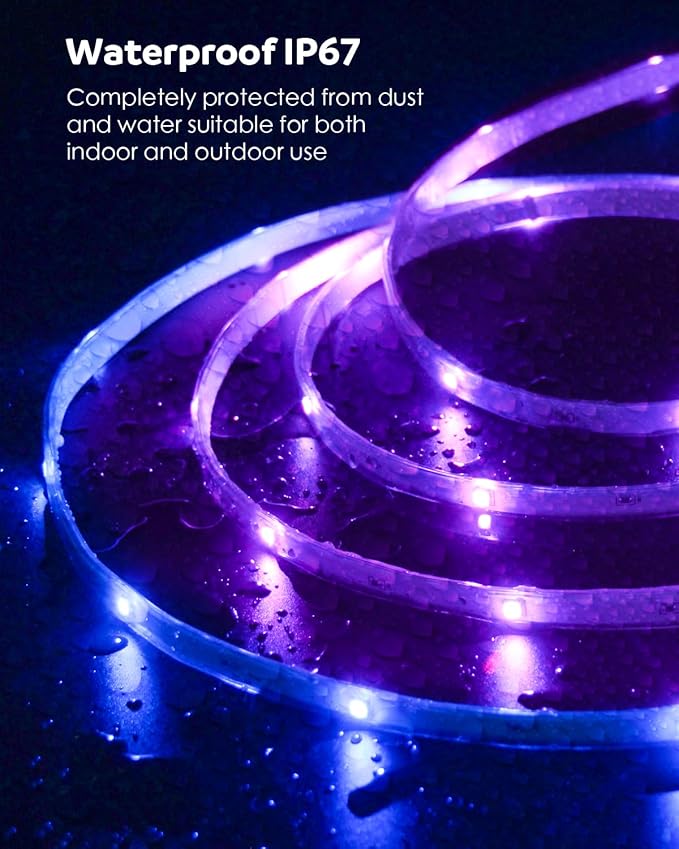 Aclorol 400FT Outdoor LED Strip Lights Waterproof 24V RGB LED Light Strip Music Sync with Remote Flexible LED Rope Light Color Changing for Deck Balcony Roof Garden Outside (120M/2 Roll)