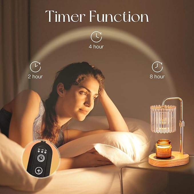Candle Warmer Lamp with Timer: Gold Candle Warming Lamp Height Adjustable Wax Melt Warmer Dimmable Modern Farmhouse New Home Bedroom Decor Mothers Day Housewarming Gift for Women