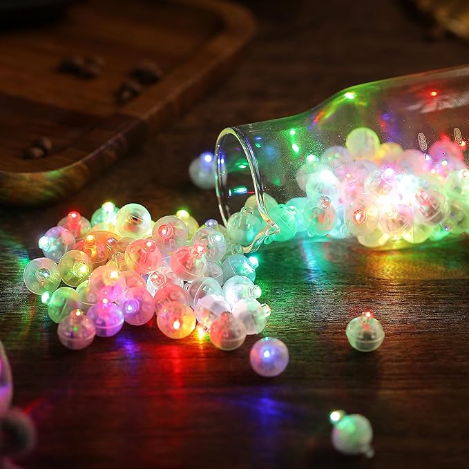 50PCs Mini Led Lights with Hook, Waterproof Round Tiny Led Light for Party Decorations Neon Light for Birthday Party and Wedding Decoration, White-Blinking Lights