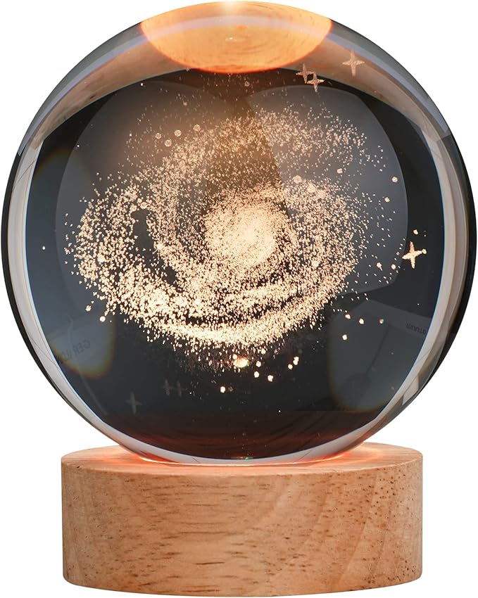 Large 3D Galaxy Crystal Ball Night Light, Crystal Lamp 16 Color Changing with Remote Control for Bedroom Decor, Ideal Birthday Gift for Teens Boys and Girls, Galaxy Model