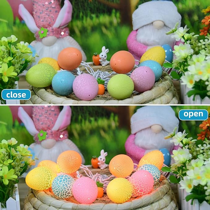 Egg Easter Lights Decorations, 10 Lights 8.5FT Multi Color Lights White Wire Pastel String Lights for Easter Decorations Outdoor Indoor, Plug in