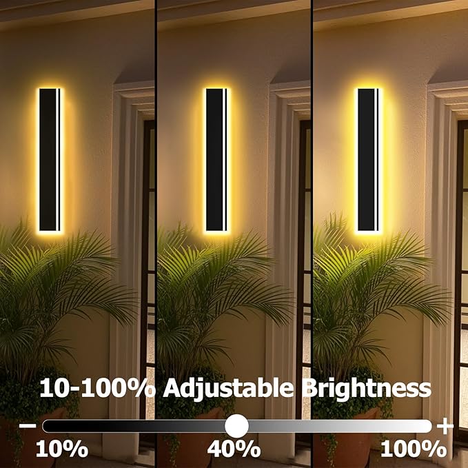 Picico 2PC 79in Modern Outdoor Lights,4.33 Inch Wide IP65 Waterproof Long Exterior Light Fixtures Wall Mount,Dimmable Linear Outdoor LED Wall Sconce,Outside Lighting for Garage,Front Door