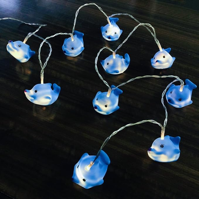 Cute Animal Dolphin String Lights,10 LED Dolphin Night Light Fairy Light Battery Operated for Children Bedroom Party Christmas Decoration (Dolphin)