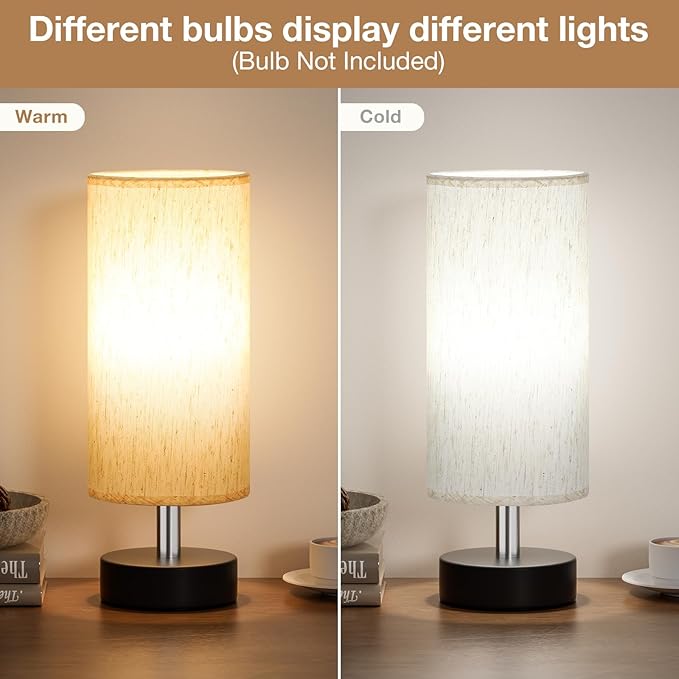 Small Table Lamp for Bedroom Set of 2 - Bedside Lamps for Night Stands, Minimalist Nightstand Light Lamp, Desk Lamps for Reading Room, Kids Room, Living Room, Office, Dorm