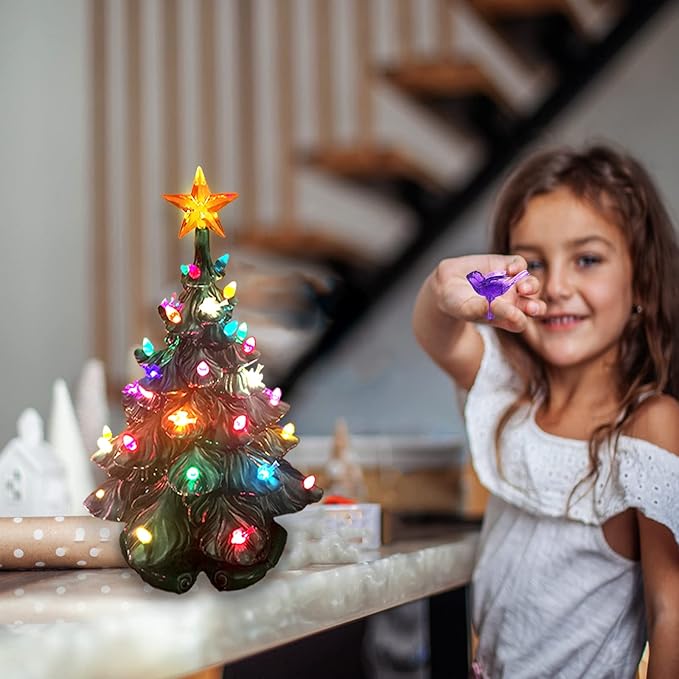 117Pcs Ceramic Christmas Tree Purple Martin Bird Replacement Lights Bulbs and 1 Angel/3Stars Topper Ornament for Ceramic Tree Décor - Medium Plastic Pegs.