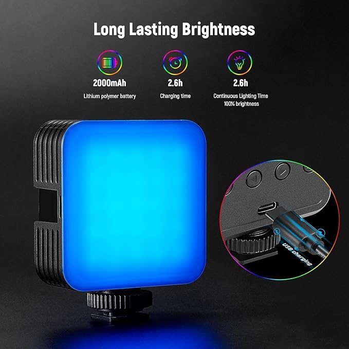 NEEWER Magnetic RGB Video Light, 360° Full Color RGB61 LED Camera Lighting with 3 Cold Shoe, TL96RGB Basic 2 Pack Magnetic Handheld Light Wand for Photography TikTok YouTube Vlog Included