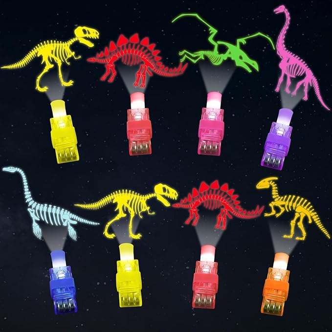 36Pcs Dinosaur LED Finger Lights Dinosaur Party Favors Glow in The Dark Light Up Finger Lights Dino Skeleton Themed Toys Bulk for Kids Birthday Party Goodie Bag Stuffer Birthday Gift Classroom Prize