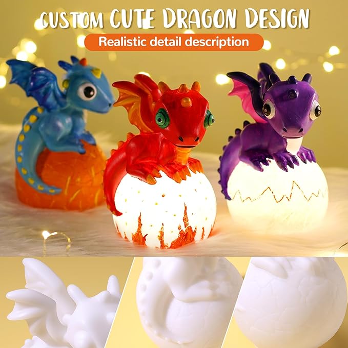 JMMICO Paint Your Own Dragon Lamp Craft Kit, Dragons Crafts DIY Night Light, Dragon Gifts for Girls Boys, Arts and Crafts for Kids Ages 8-12, Easter Basket Stuffers, Painting Kit for Kids 6+