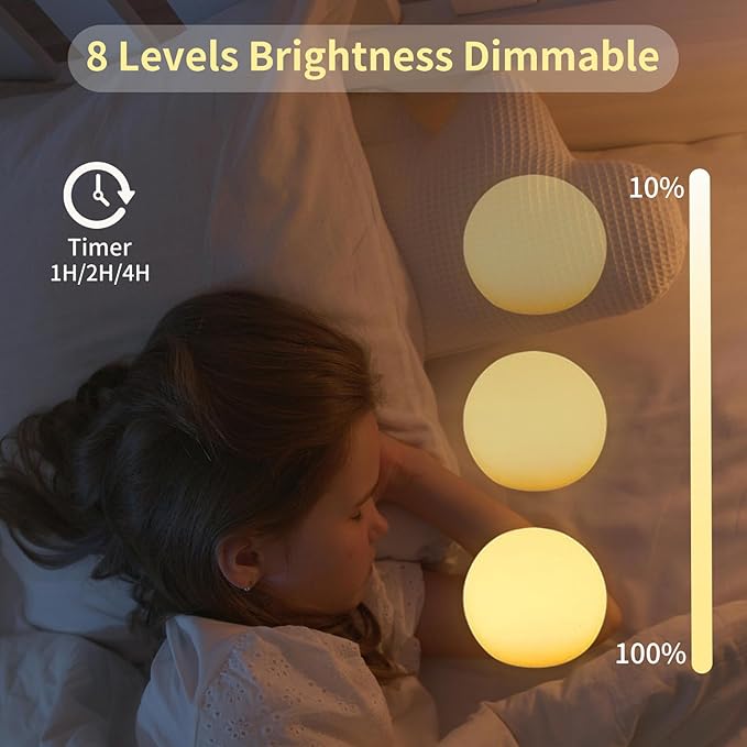 LED Ball Light,3-Inch Cordless Orb Light with Remote,16 Color Changing Night Light for Kids,Rechargeable Mood Lamp,IP68 Waterproof for Bath Tub Shower,Party,Christmas Decor
