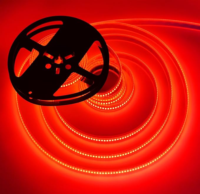 LED Strip Lights, 16.4ft/5m AC110-130V Dimmable 10000LM SMD 2835 600 LEDs Tube Waterproof IP68 LED Lights Strip Ribbon, More Brightness Than Low Voltage LED Strip Lights (Red)