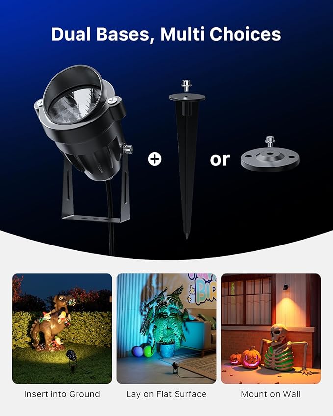 6 Pack Color Change Spotlights for Decor Lighting 120V Remote Waterproof Plug-in Multicolor Landscape Spot Light Uplight for Yard Decoration, Tree, Bush, Status, Indoor Plant, Picture & Painting