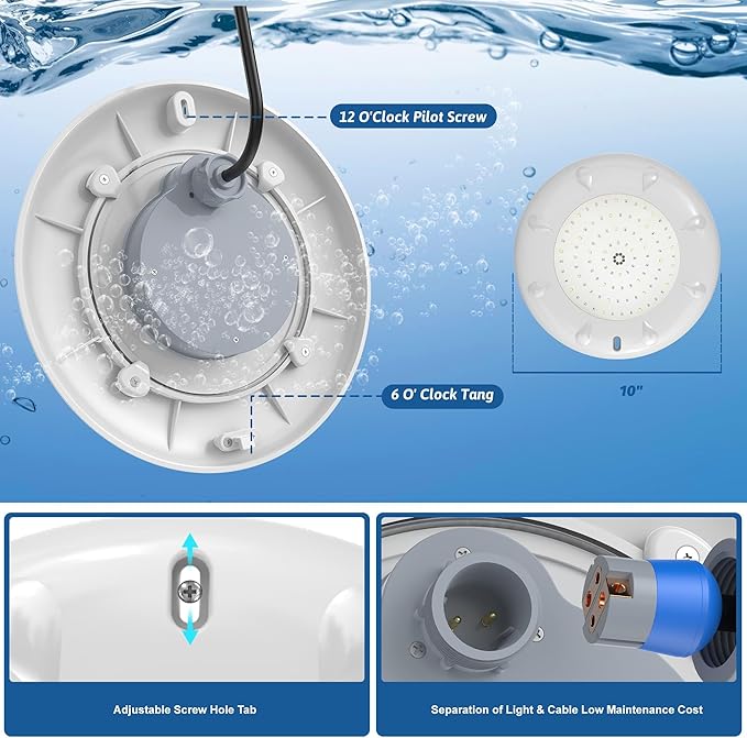 LyLmLe Pool Light for Inground Pools, 35W 12V RGBW LED Multicolor Inground Pool Light 12 Color Lights Show & 12 Fixed Color, Underwater Lights with Transformer & Controller for 10" Niche, 50ft Cord