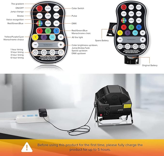 Rechargeable Stage Par Lights U`King RGB 36 LED Uplights Battery Powered with RGB 36W DJ Uplights Sound Activated Remote Control for Wedding DJ Disco Events Halloween Church Live Party- 8 Pack