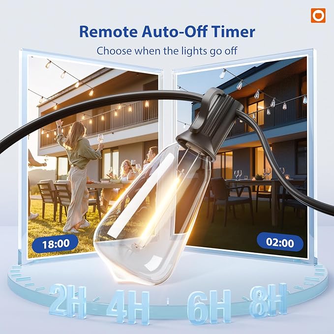 addlon 100FT LED Outdoor String Lights with Remote Waterproof Patio Lights with Shatterproof ST38 Replaceable Bulbs, Dimmable Outside Hanging Light Connectable for Porch, Backyard, 2200K