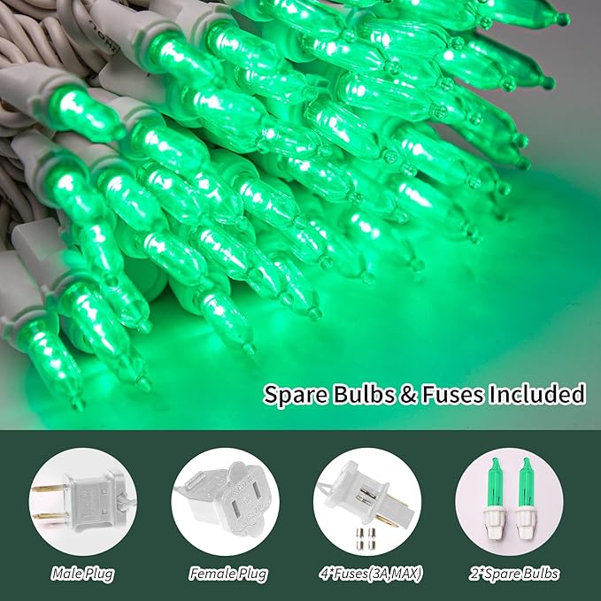LAMPHOME St. Patrick Mini String Lights,100LED 21.6Ft St Patrick Day Lights, Waterproof Green Lights for Indoor Xmas Tree Garland Birthday Wedding Party Festival Decoration, White Wire