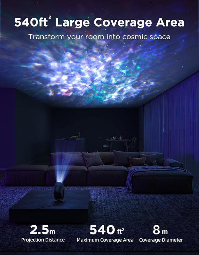 Govee Star Projector Lights, 7-Zone Colorful Nebula Effect, Work with Matter, 540ft² Coverage, LED Ceiling Lights for Bedroom, 50+ Scenes, 18 White Noise, Room Decor, Gifts for Kids, Sleep Lamp
