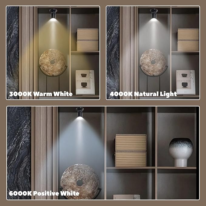 5V Dimmable LED Mini Spot Light with 6.6ft Cable, Jewelry/Indoor Picture/Art/Model Display Lights, USB Powered Spotlight for Jewelry Cabinets, Entryways, Tables Shelves (Warm White 3000K, 4 Pack)