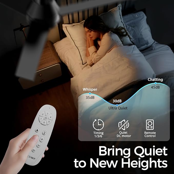 Ceiling Fans with Lights Remote Control - Flush Mount Dimmable 3000K-6500K LED 6 Speed with Quiet DC Motor for Bedroom, Living Room and Outdoor Patio