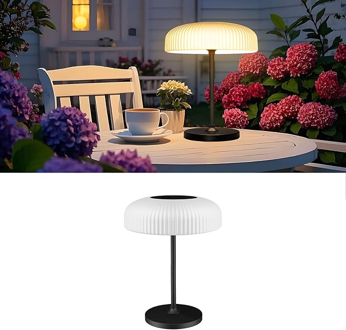 Cordless Solar Table Lamp for Indoor Outdoor, IP65 Waterproof LED Dimmable Touch USB Charging with Metal Stand, Warm/White for Garden Camping Bedroom