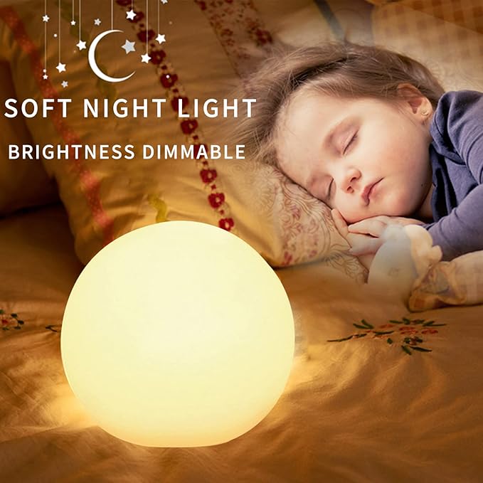 LED Glowing Ball Light, 10-Inch Cordless 16 Color Changing and 4 Light Modes Kids Night Light, Rechargeable and Dimmable Mood Lamp with Remote Control, Perfect for Home Yard Accent Decor