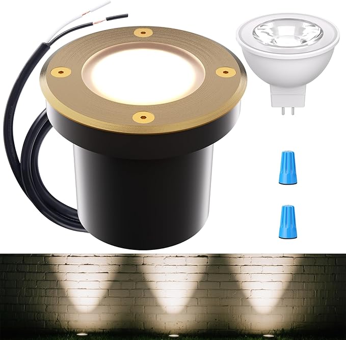Cheopha 12V Low Voltage Well Light, Landscape Well Light with Replaceable MR16 LED Bulb 4W Warm White, IP67 Waterproof Outdoor In-Ground Lights for Landscape Garden Yard Lighting