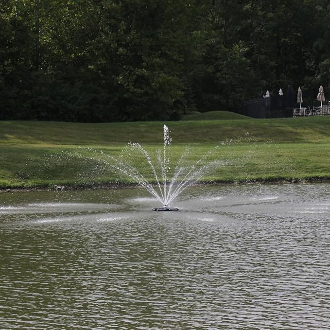 HALF OFF PONDS Floating Fountain, 3/4 HP Pond Aerator, 100 ft Cord, 8,000 GPH Water Pump, 11 Spray Patterns, for Ponds, Lakes & Water Gardens