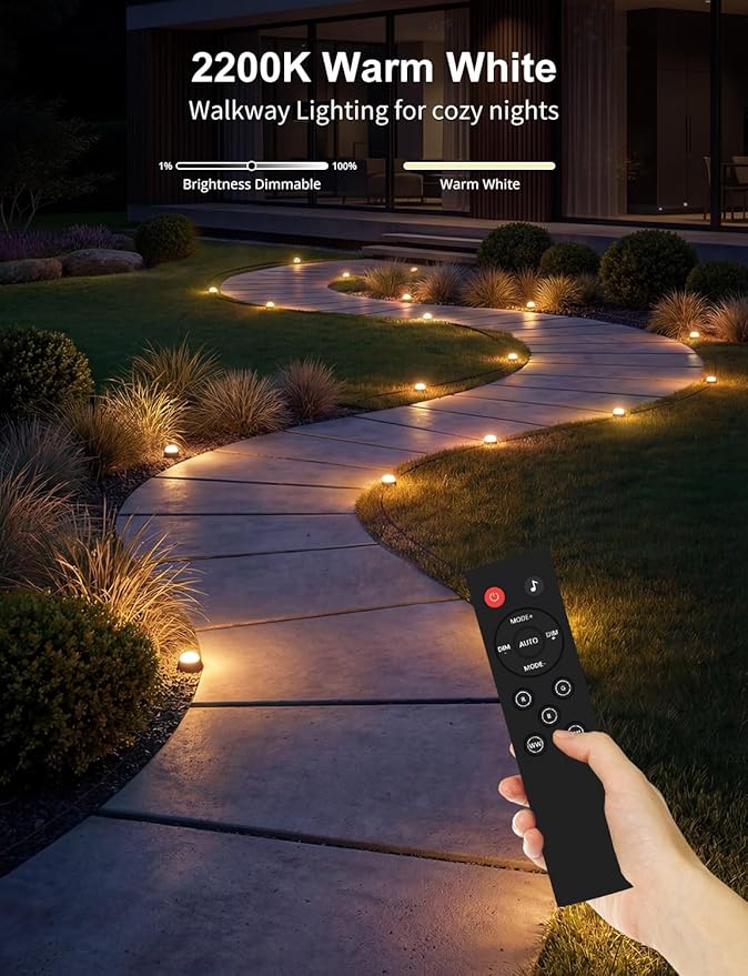 APPECK Smart Ground Lights Wired 32 Pack, 100FT RGBW Color Changing Pathway Lights, 2200K Warm White Landscape Lighting, for Garden Yard Lawn Path Holiday Party Decor, with App/Google Assistant