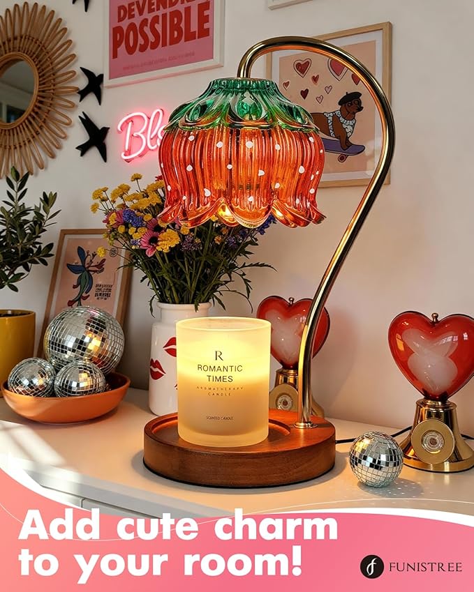 Strawberry Candle Warmer Lamp, Cute Candle Lamp with Timer & Dimmable, Birthday for Women Mom, House Warming Gift New Home, Lotus Wax Melt Warmer for Yankee Village Candles