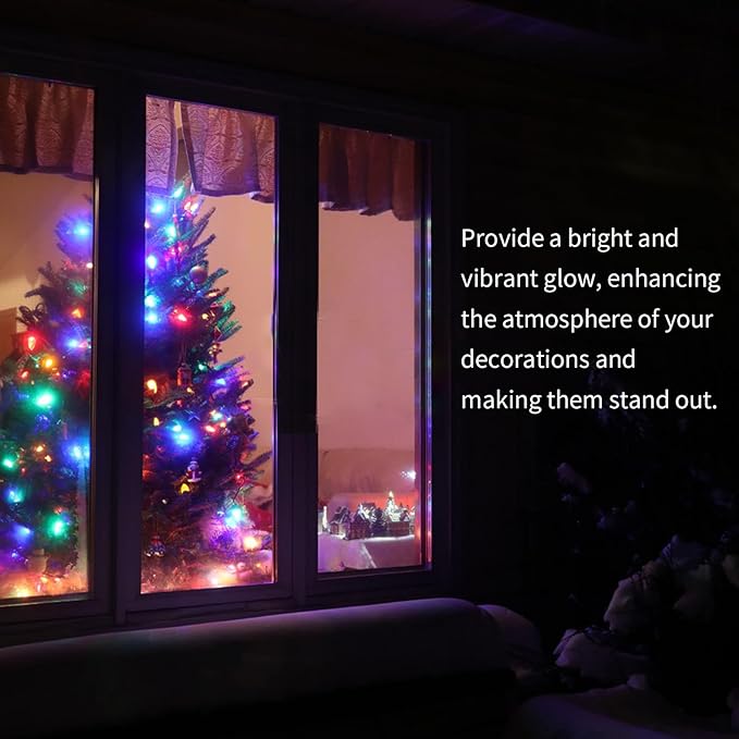 25FT C7 Multicolor Christmas Lights Outdoor, Waterproof LED String Lights with 25 Bulbs for Roof, Fence Patio Xmas Tree Holiday Decor