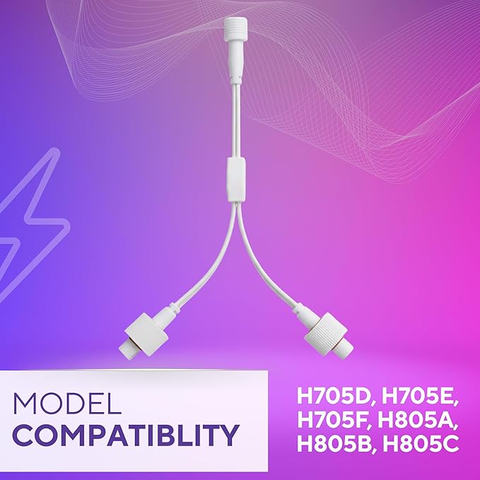 3-Pin Y Splitter Cable Compatible with Govee Permanent Outdoor Lights 2 / Elite (H705D H705E H705F H805A H805B H805C) – IP68 Waterproof Outdoor Connector