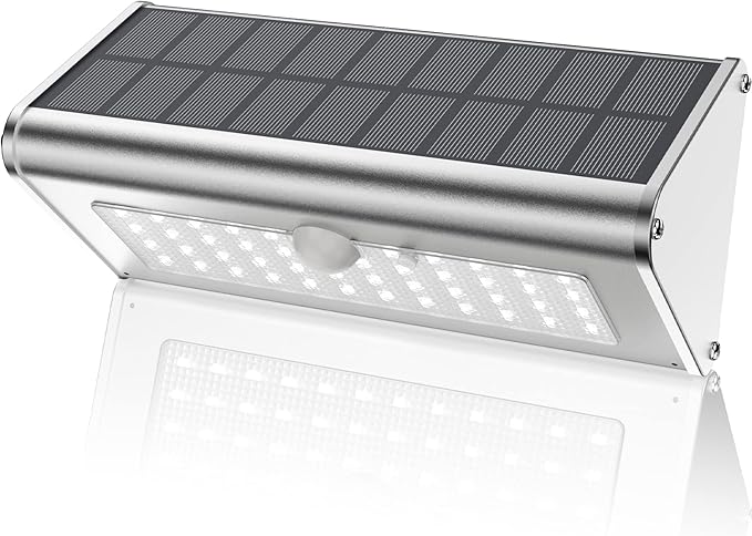 Super Bright Solar Outdoor Lights IP65 Water Proof, 1100 Lumens Wireless 4500mAh LED Motion Sensor Lights, Aluminum Metal Housing Security Lights with 4 Modes Flood Wall Lights, 1 Pack (Daylight)