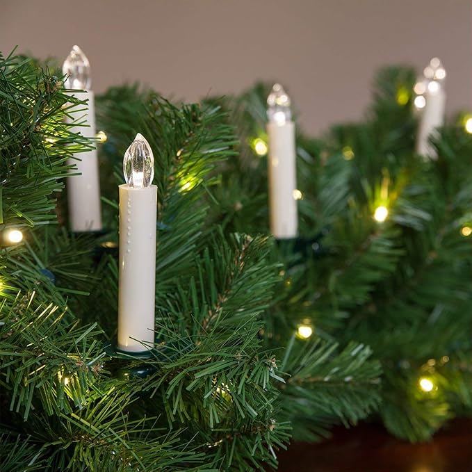 Wintergreen Lighting Set of 10 Flameless Electric LED Candles – Clip-On Christmas Tree Lights – Christmas Candles, Battery Operated, Remote Controlled (5.5, White)
