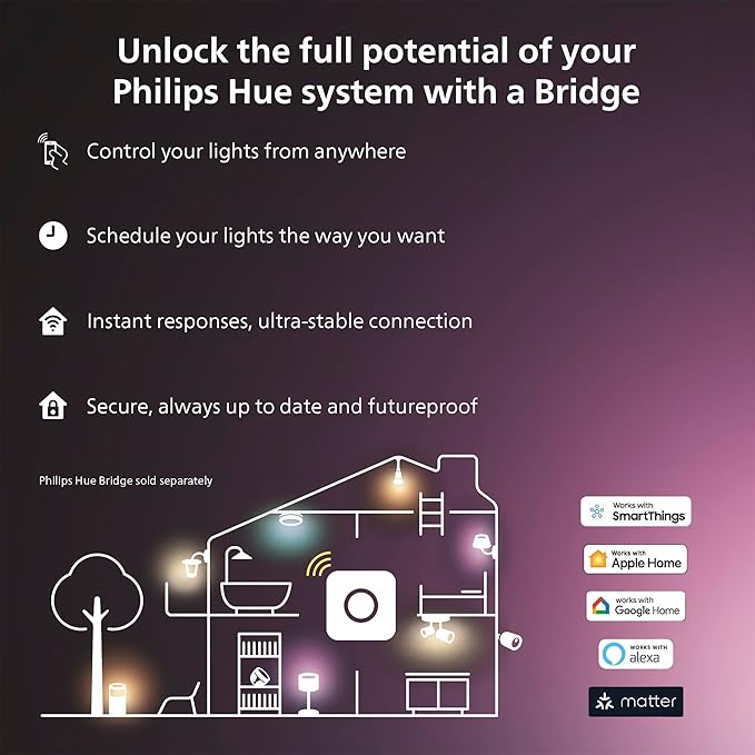 Philips Hue Indoor 10 Ft Smart RGBWW LED Solo Lightstrip Base Kit, Control with Hue App, Compatible with Alexa, Google Assistant and Apple HomeKit (Pack of 4)