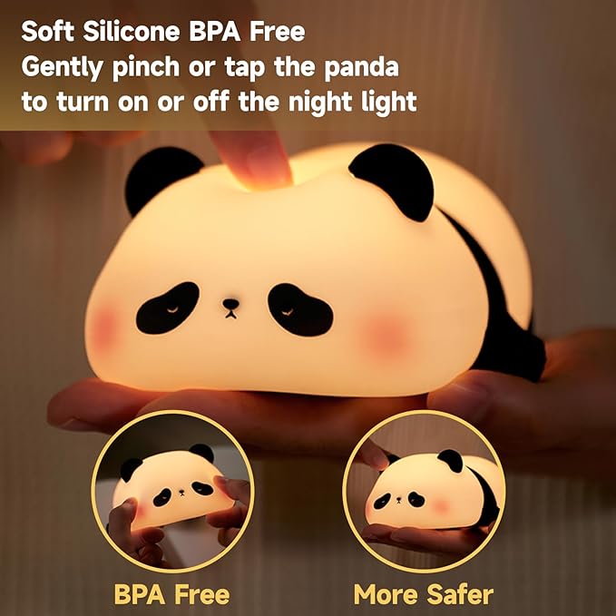 Cute Duck Lamp,Fun Lying Flat Duck/Chicken/Pig/Rabbit/Panda Night Light,LED Squishy Animal Novelty Lamp,Toddler Baby Night Light for Kids,Nursery Touch Kawaii Lamp Room/House Décor