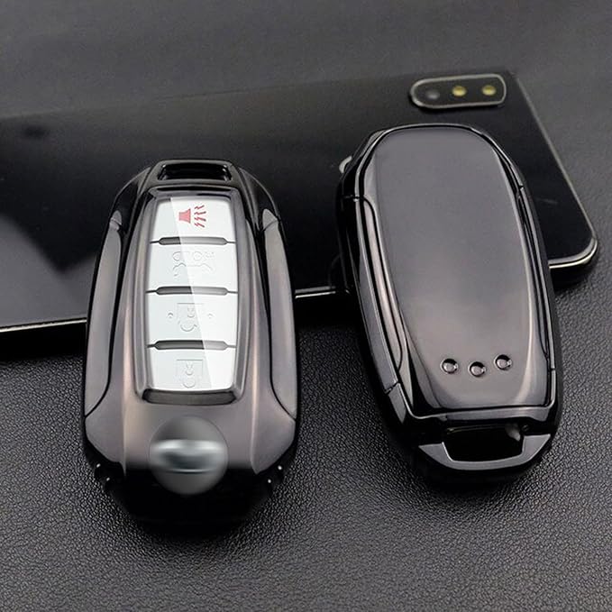 x xotic tech Black TPU Key Fob Shell Full Cover Case,Compatible with Infiniti Q50 Q60 QX50 QX55 QX60 Smart Keyless Entry Key