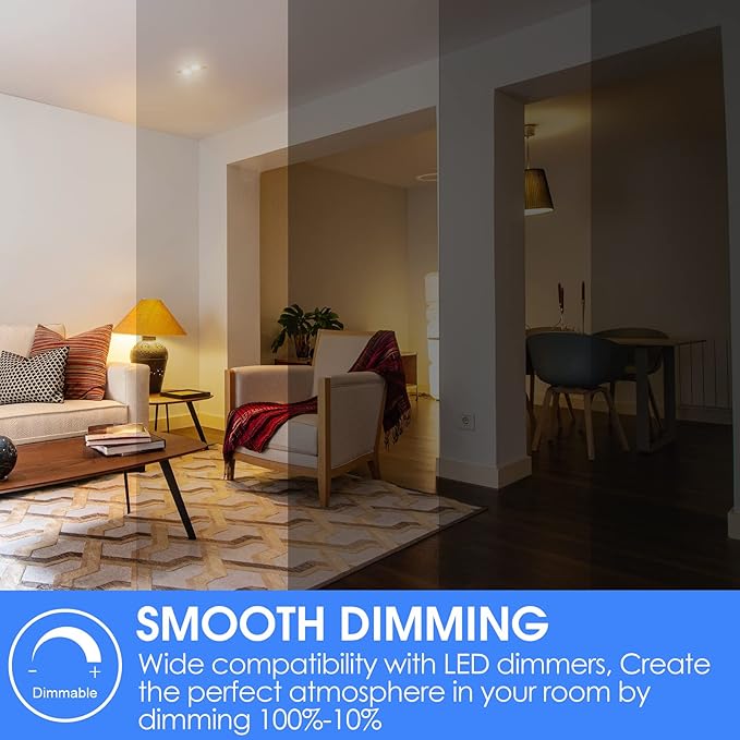 E ENERGETIC LIGHTING Dimmable LED Light Bulbs, 60W Equivalent, Soft White 2700K, 8W 800 Lumens LED Bulbs, E26 Base Standard Light Bulbs, ETL Listed, 20 Packs